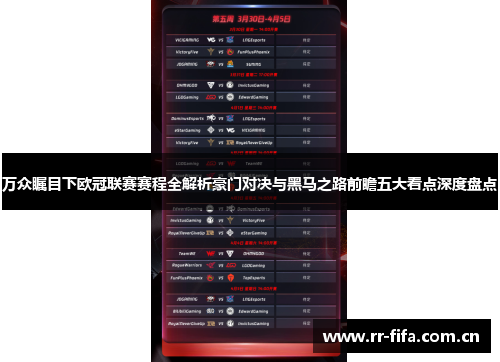万众瞩目下欧冠联赛赛程全解析豪门对决与黑马之路前瞻五大看点深度盘点